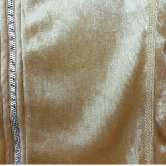 Vtg BCBGMAXAZRIA Y2K Velour Hoodie Track Jacket M Beige Rhinestone Graphic Flame - Picture 9 of 15